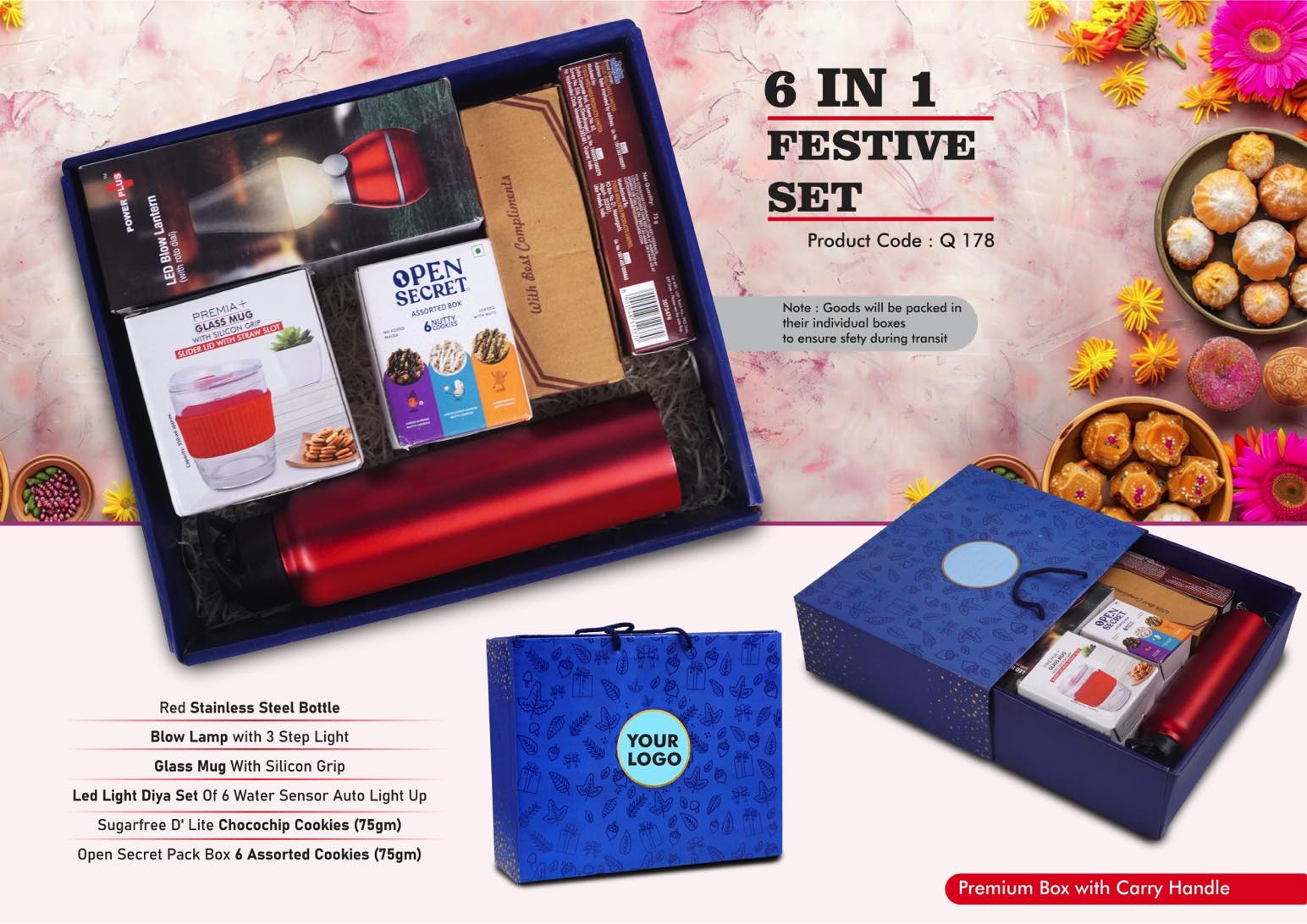 LED Blow Lamp & Silicon Glass Mug | 6-Pc Festive Grand Set