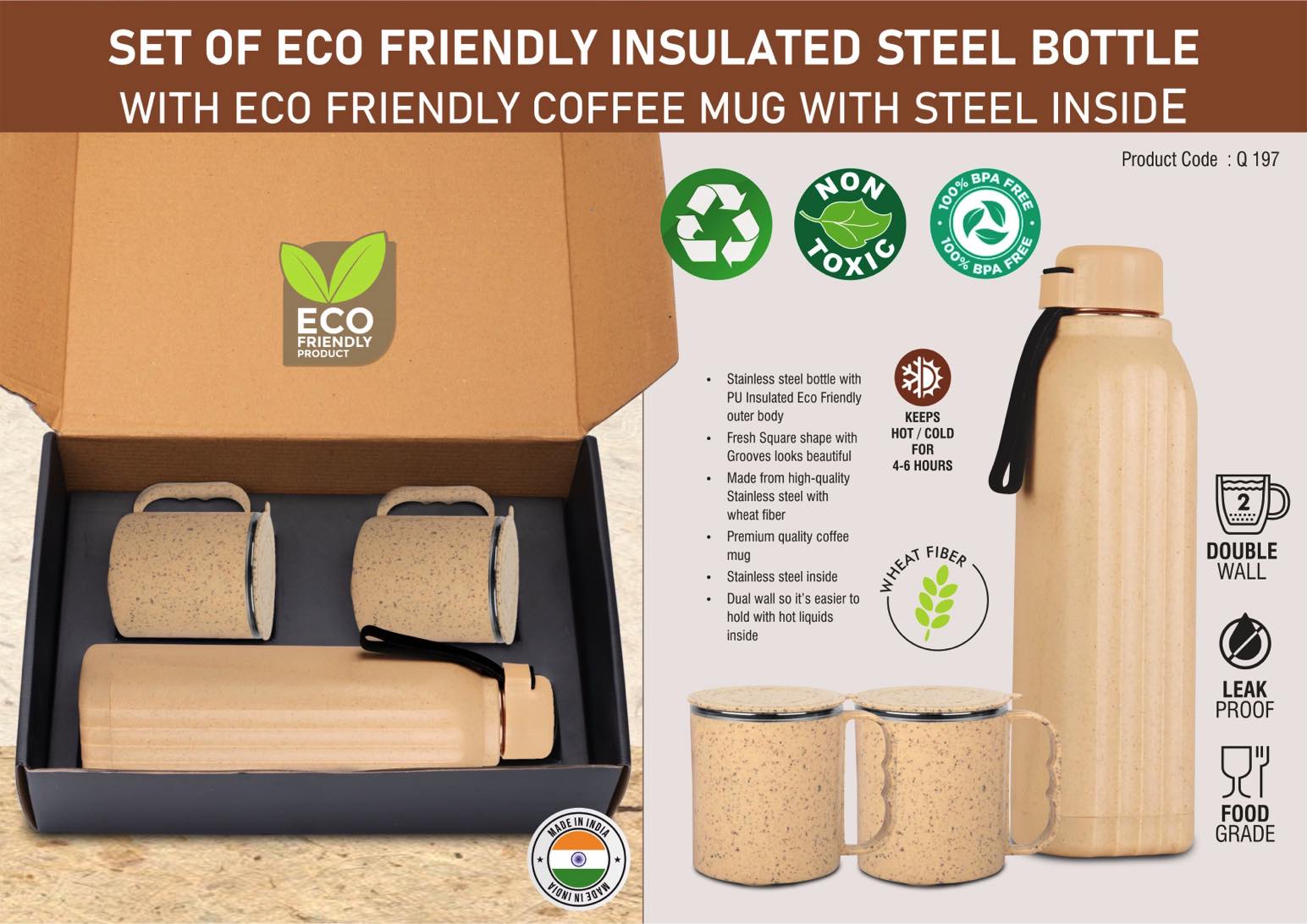 Square Eco Ensemble | 3-Pc Insulated Stainless steel Set