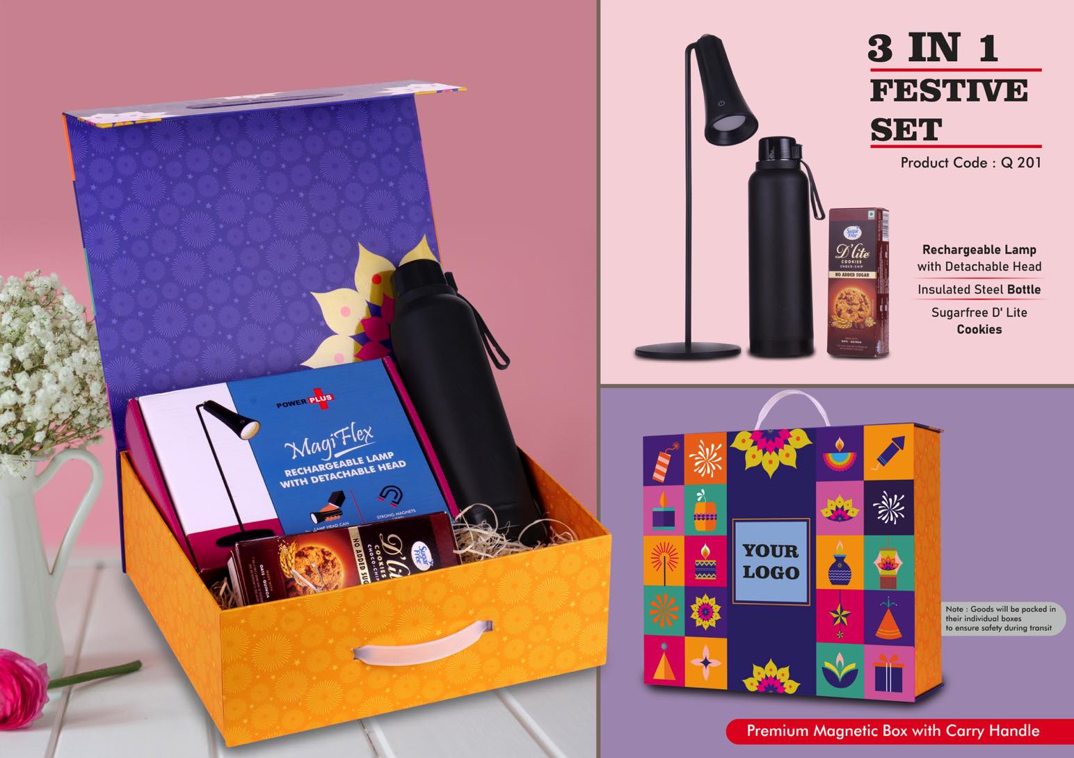 Magnetic Rechargeable Lamp Trio | 3-Pc Diwali Luxury Set