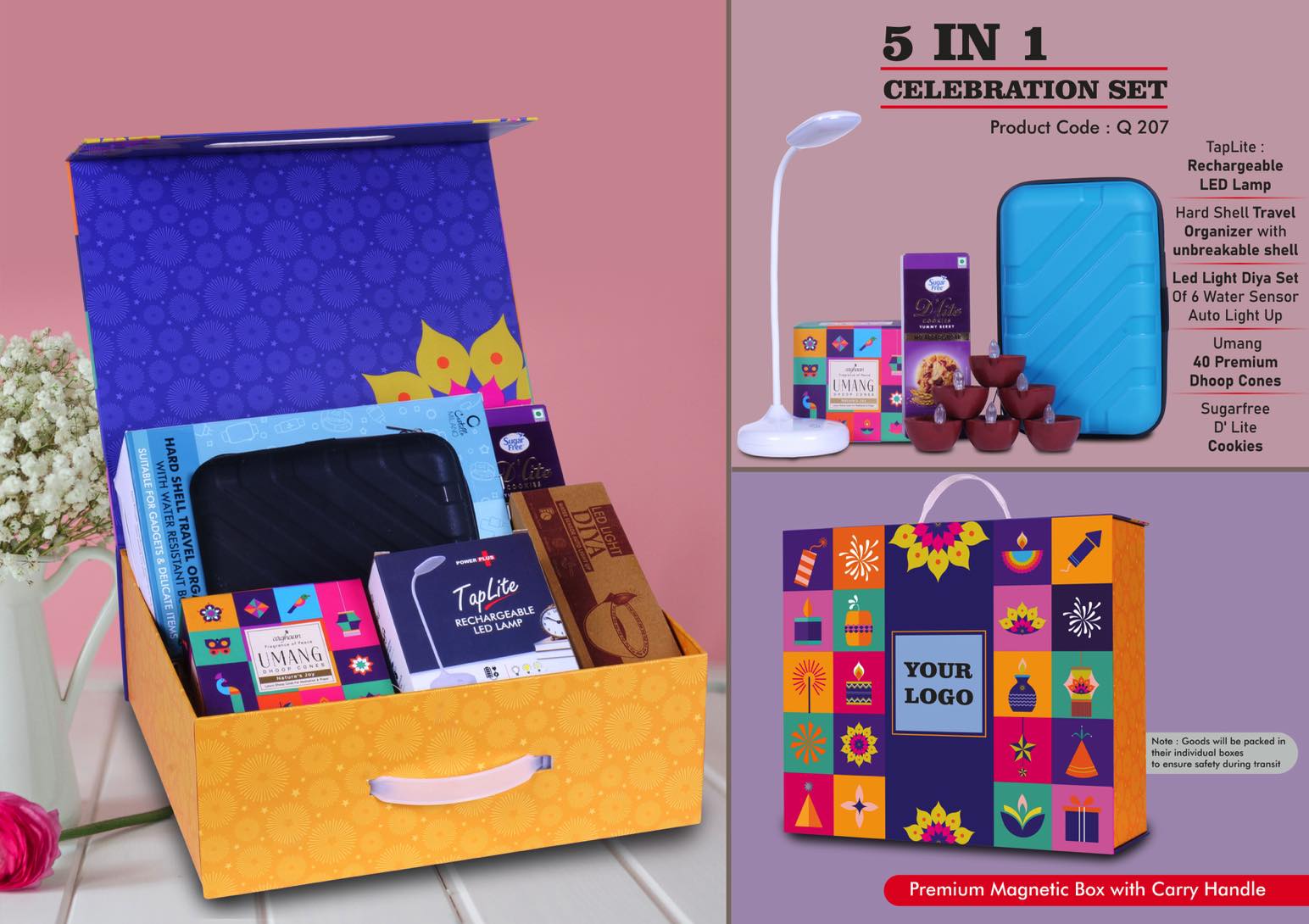 Rechargeable Table Lamp & Organizer | 5-Pc Celebration Set