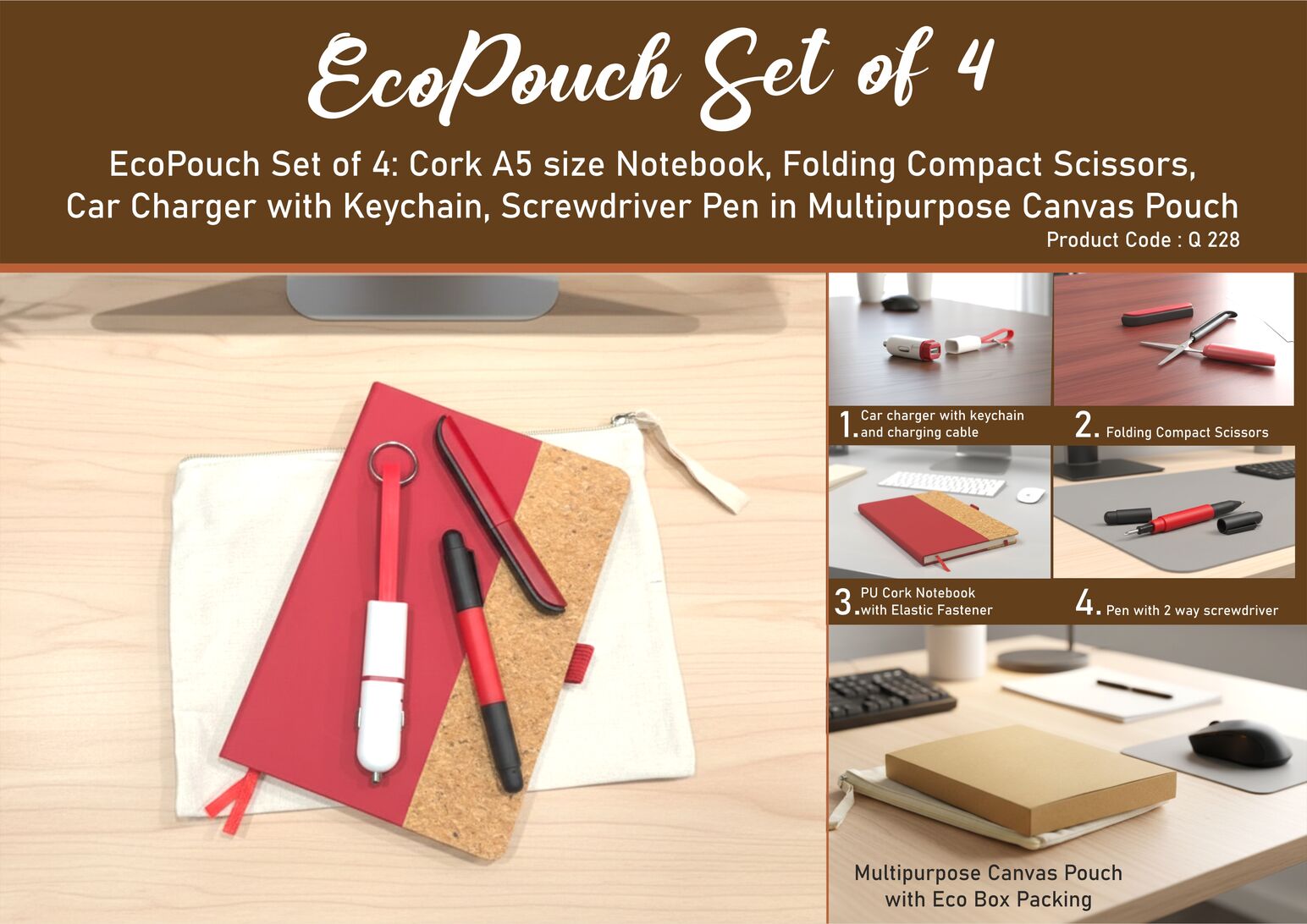 Travel Utility Canvas Pouch | 5-Pc EcoPouch Gifting Set