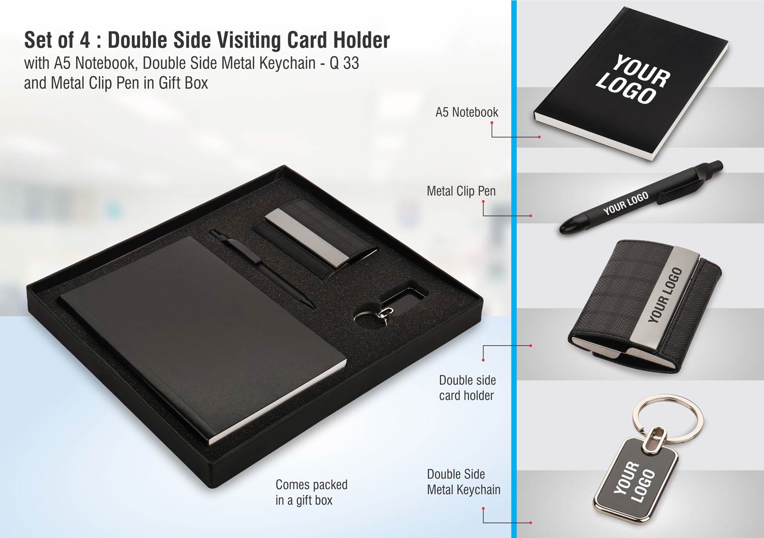 Double-Side Card Holder Duo | 4-Pc Signature Executive Set