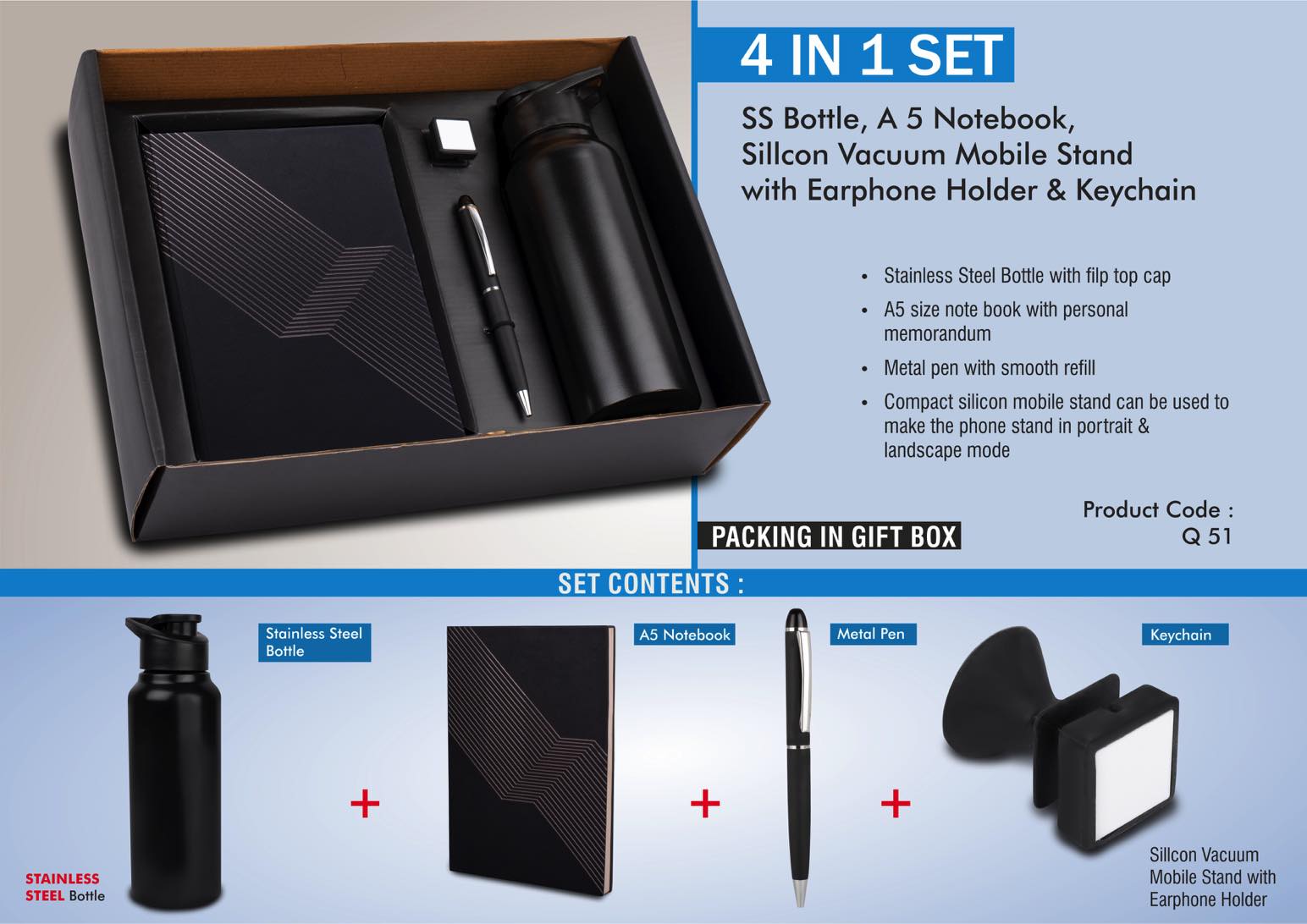 Earphone Holder Stand Duo | 4-Pc Stainless Bottle Suite