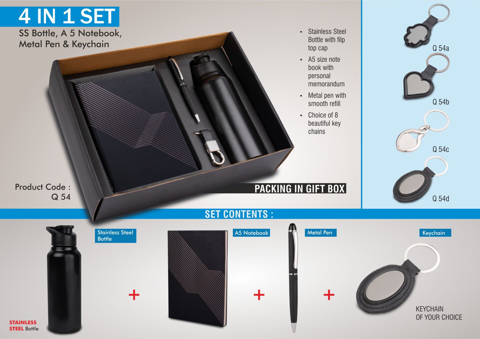 Stainless Steel Hydration Trio | 4-Pc Professional Gift Set
