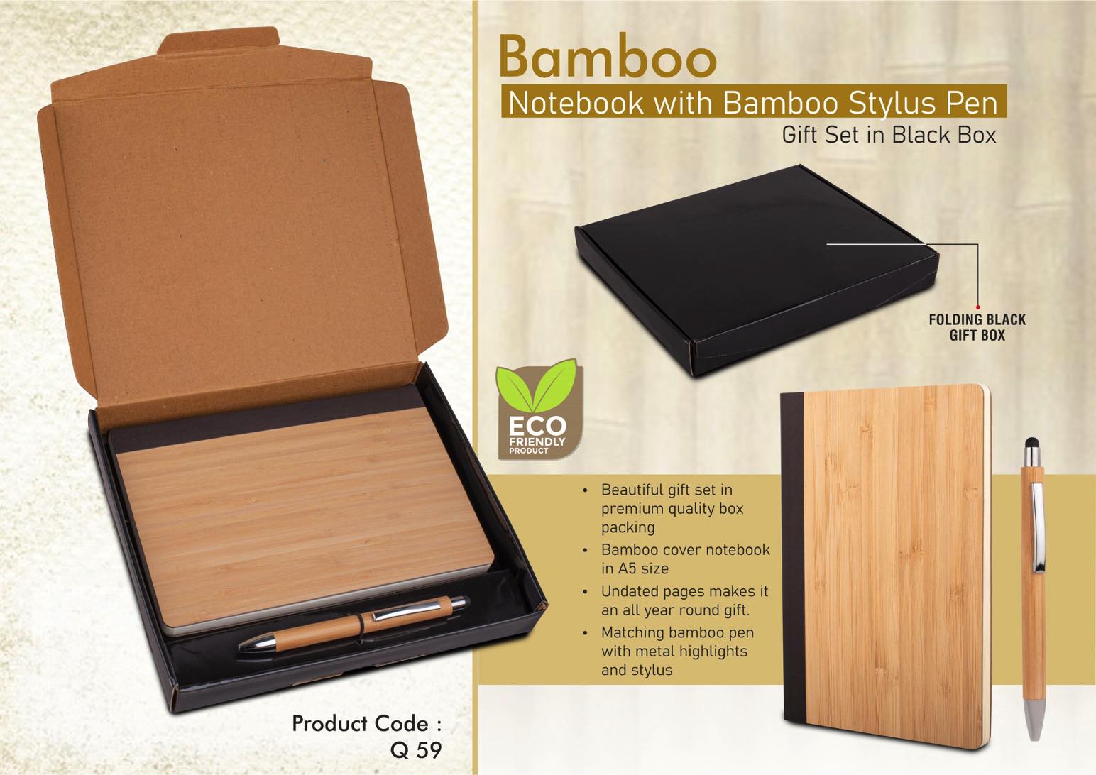 Bamboo Signature Ensemble | A5 Notebook & Pen Gifting set