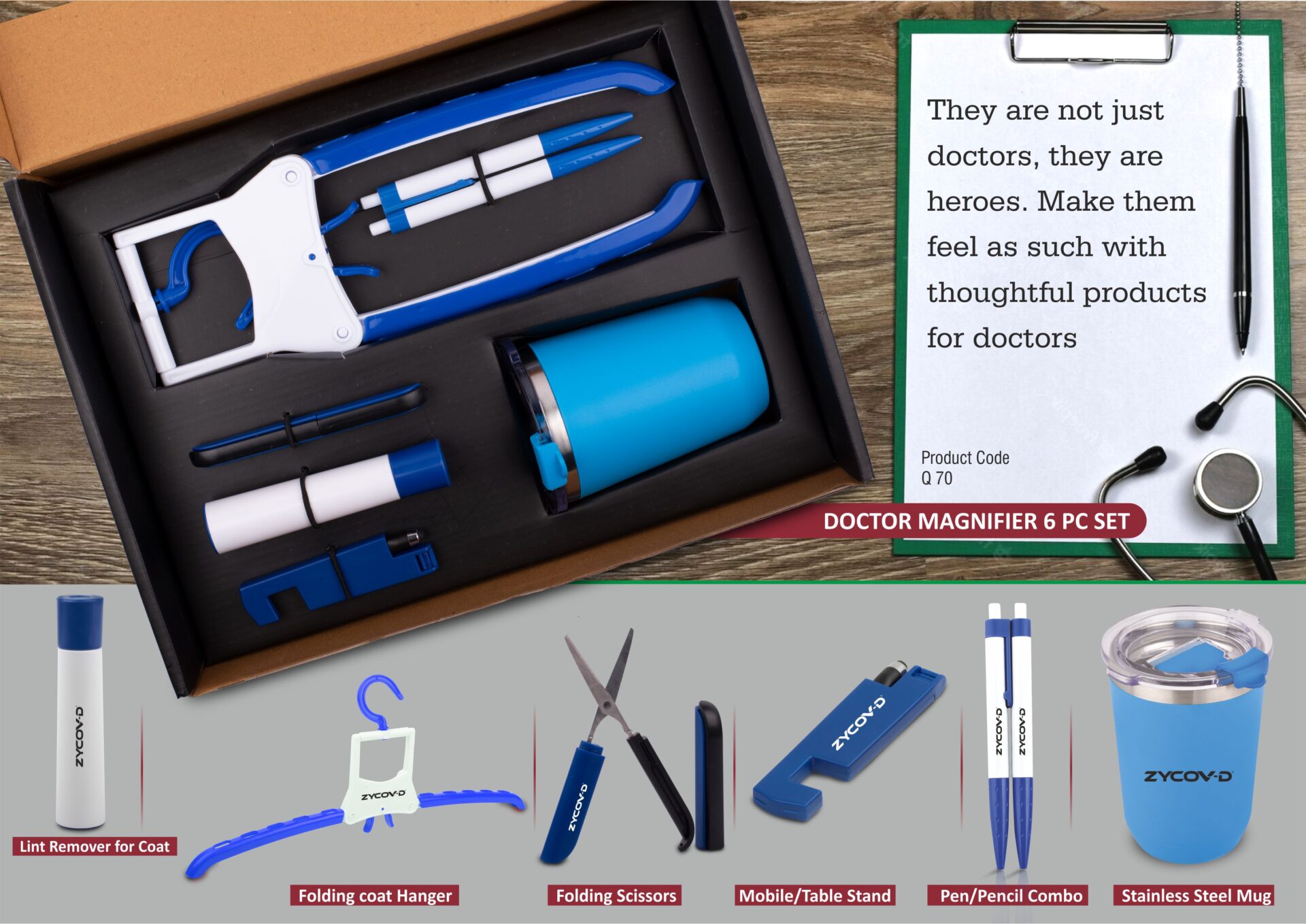 Stainless Steel Mug & Stands | 6-Pc Professional Suit