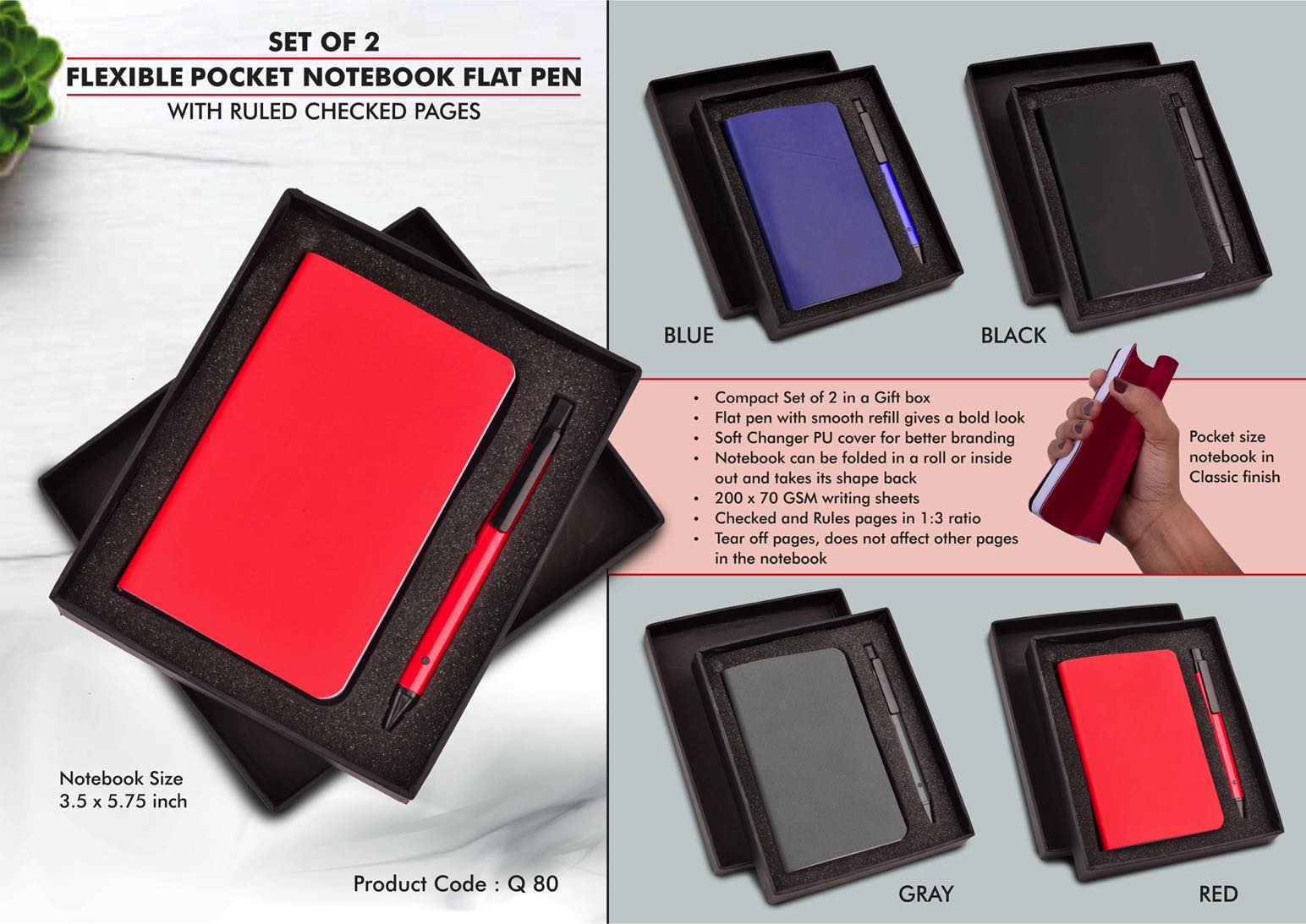 Flexible Pocket A6 Duo | Dual Ruled & Checked Notebooks
