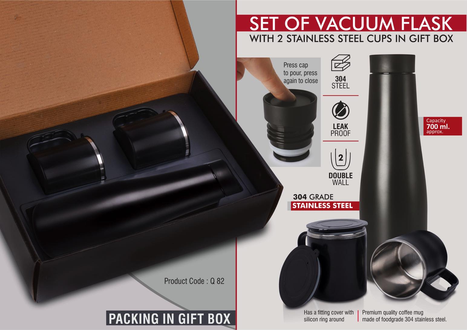 Elite Vacuum Flask & Cup Duo | 3-Pc Premium Gifting Set