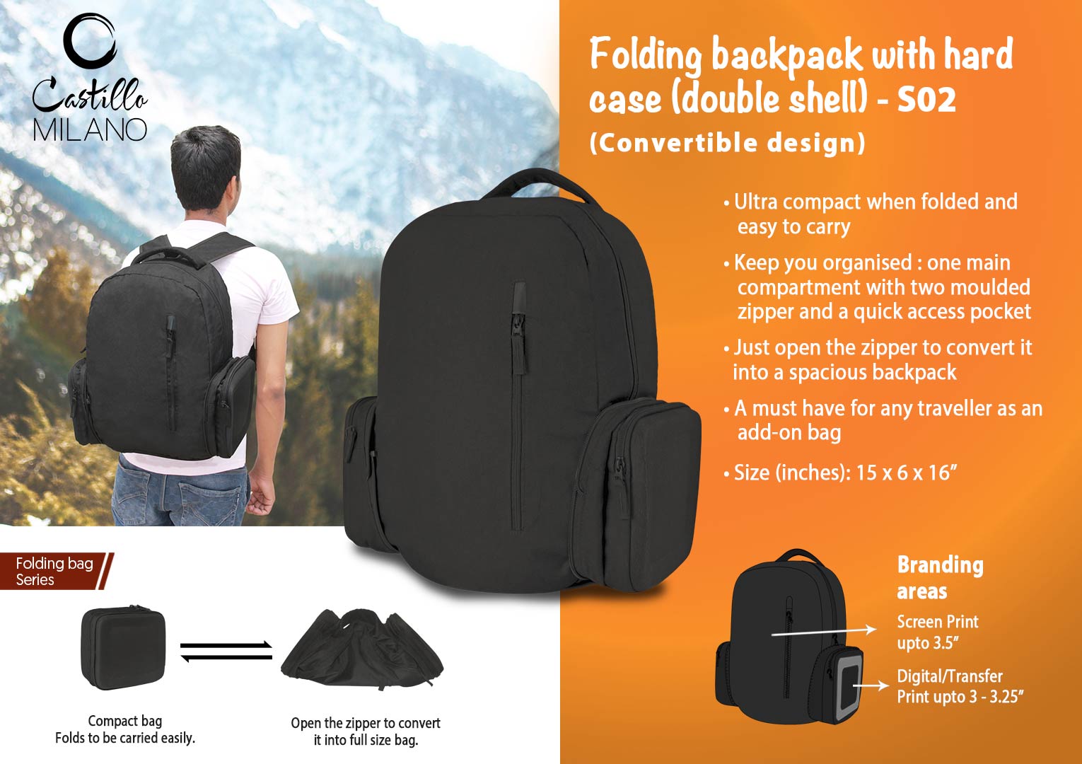Double-Shell Hard Case Suite| Folding Professional Backpack