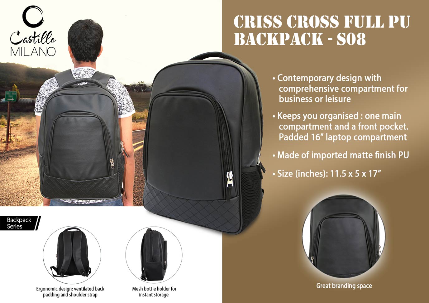 Criss-Cross Full PU Suite | Professional Signature Backpack