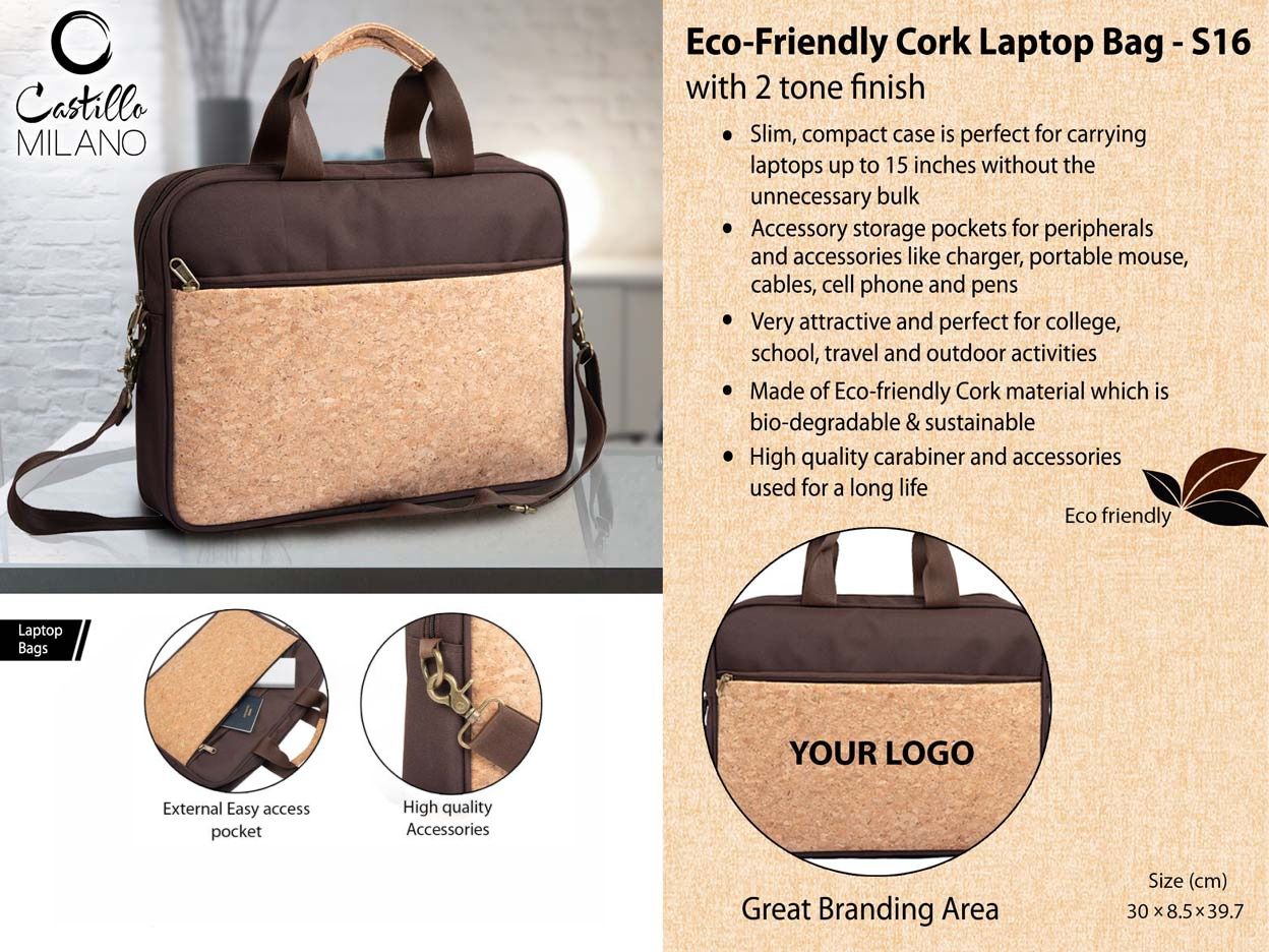 Two-Tone Cork Professional Suite| Eco-Friendly Laptop Bag