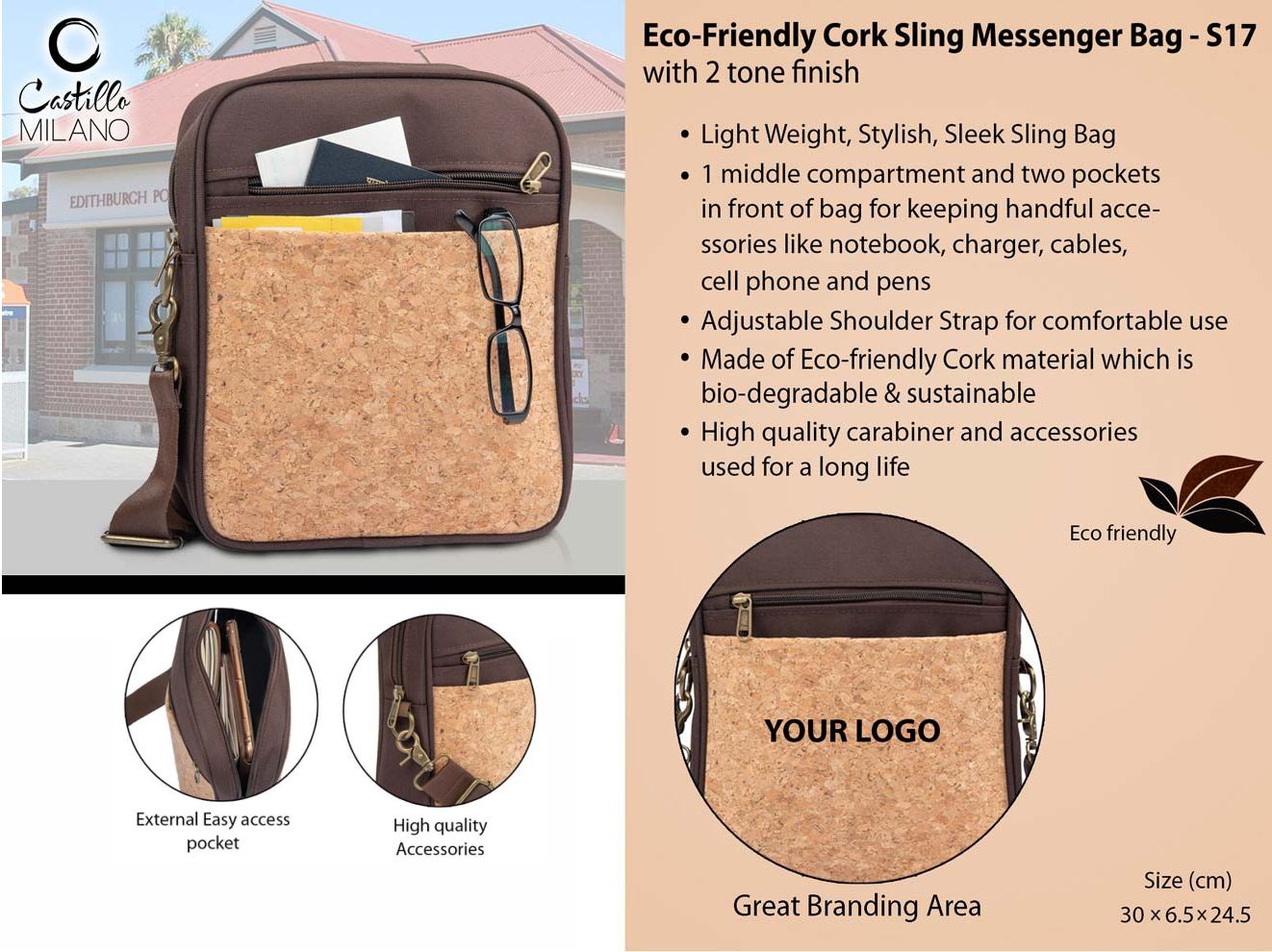 Two-Tone Cork Messenger Suite | Eco-Friendly Sling bag