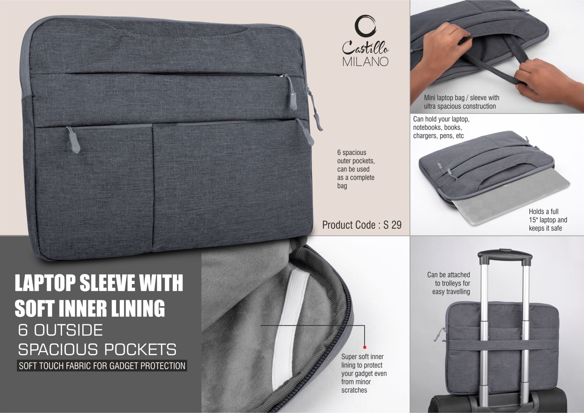 6-Pocket Multi-Storage Sleeve | Soft-Lining Gadget Protection