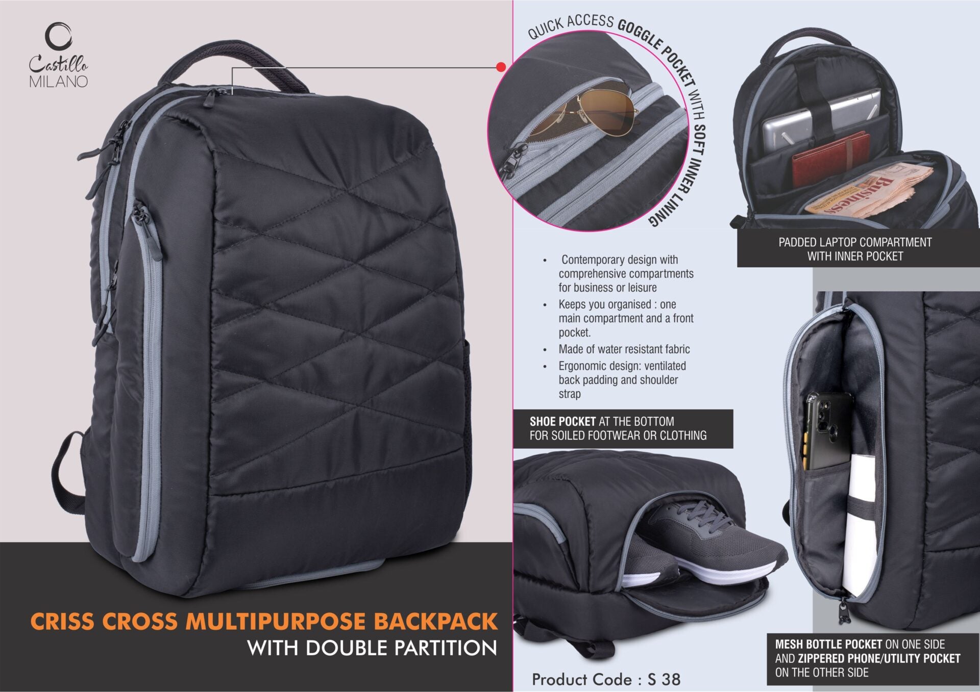 Criss-Cross Multipurpose Backpack | Double-Partition Tech Suite
