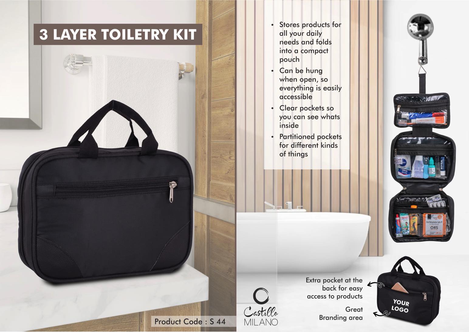 3-Layer Grooming Toiletry Kit | Medium Travel Organizer