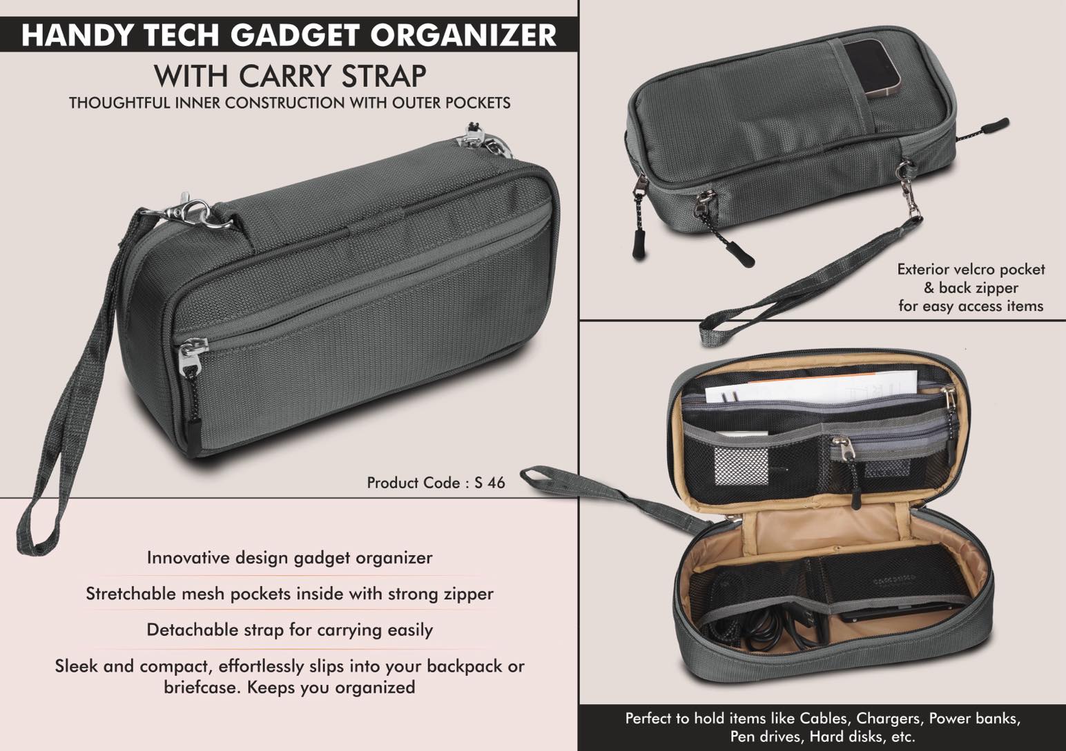 Thoughtful Gadget Organizer | Handy Tech Suite with Carry Strap