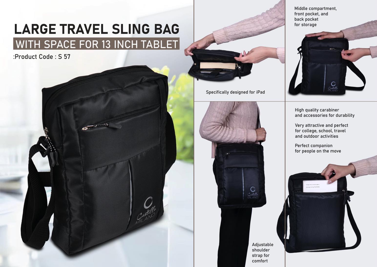 13-Inch Tablet Signature Sling | Large Tech Travel Suite
