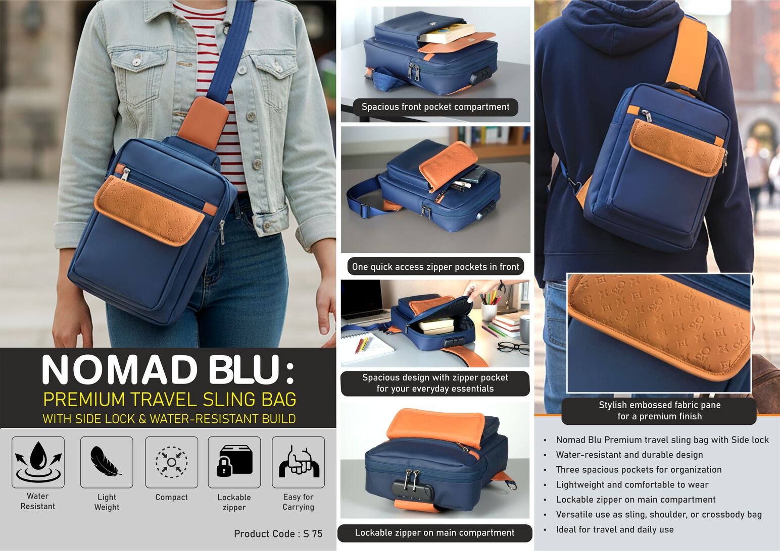 Nomad Blu Waterproof Sling | Premium Side-Lock Travel Suite